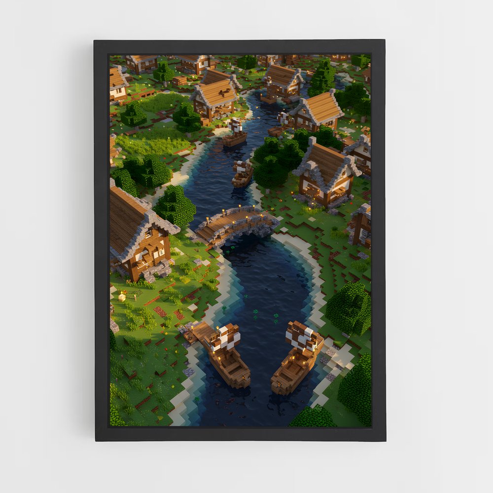 Poster Le Village de l'Aventure – affiche Minecraft (vue 2)